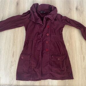 Prana Red Dress with Relaxed Silhouette and Fold-Over Collar